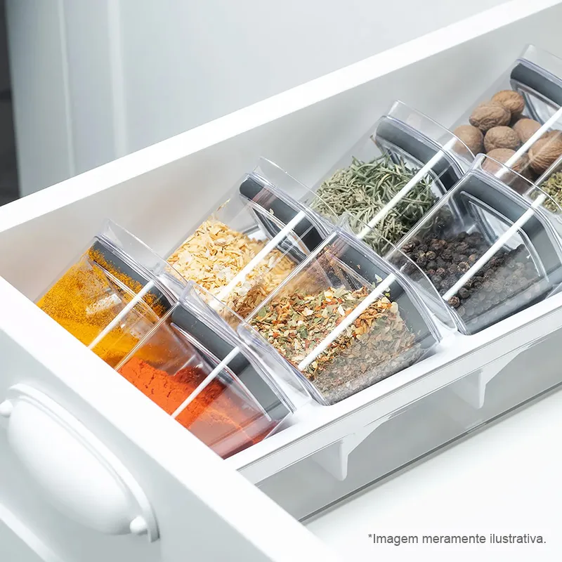 Organizador De Temperos 9pçs Gaveta Armário Cozinha Bambu