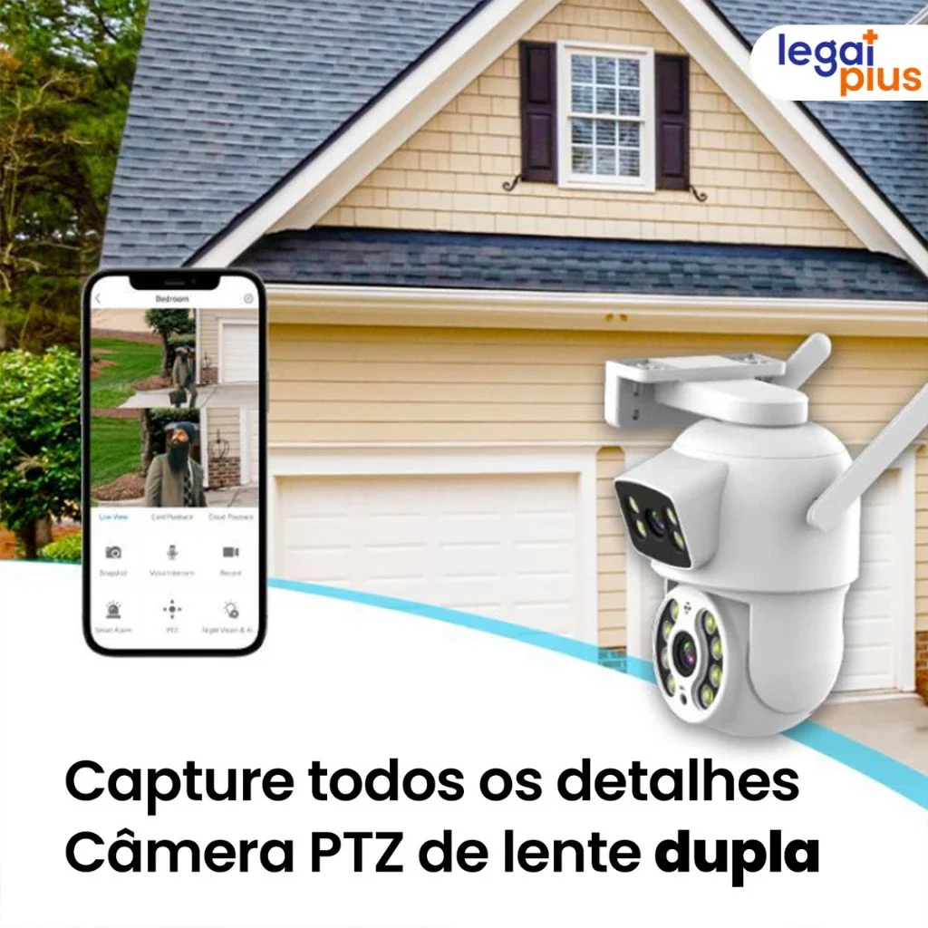 Câmera de Segurança Wi-Fi 360° com Lente Dupla ICSEE, IP66, Visão Noturna e Sensor de Movimento – 2 em 1 (Fixa + Giratória)