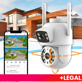 Câmera de Segurança Wi-Fi 360° com Lente Dupla ICSEE, IP66, Visão Noturna e Sensor de Movimento – 2 em 1 (Fixa + Giratória)