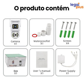 Câmera de Segurança Wi-Fi 360° com Lente Dupla ICSEE, IP66, Visão Noturna e Sensor de Movimento – 2 em 1 (Fixa + Giratória)