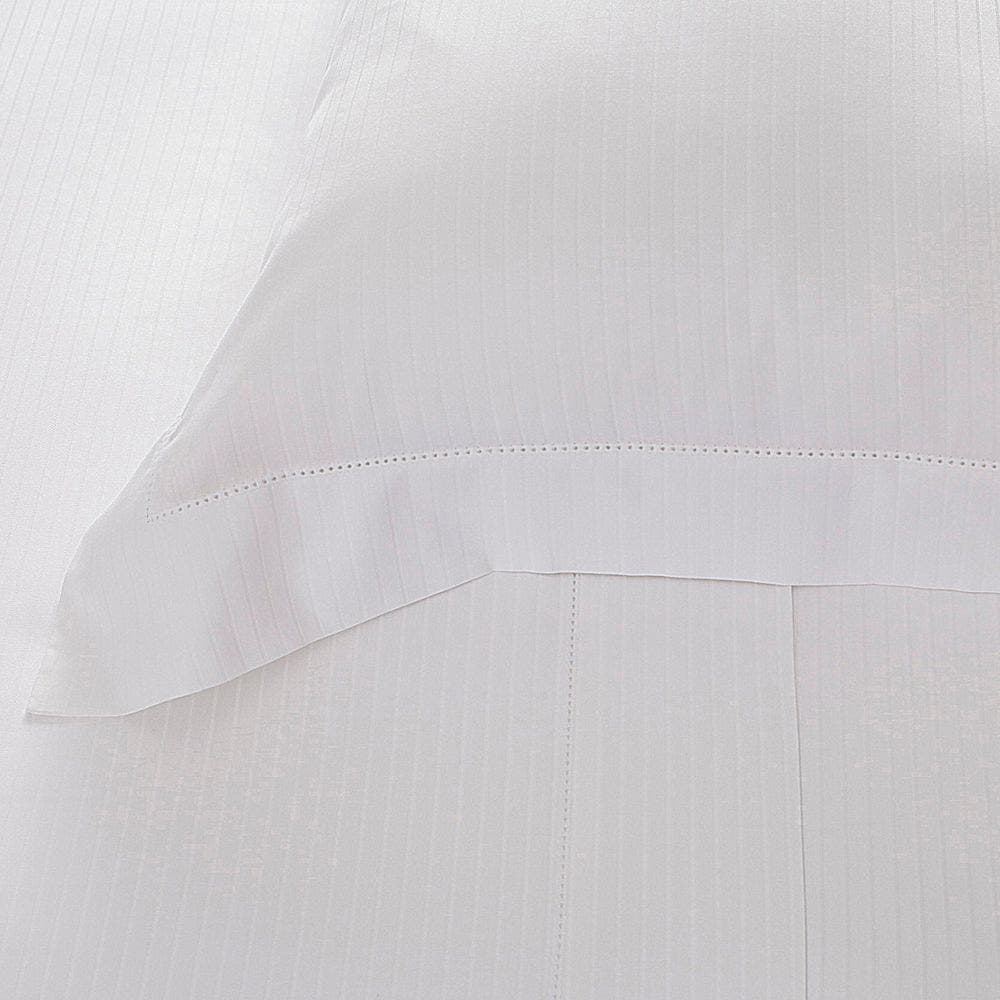 Jogo de Cama Casal Cetim 300 Fios Buddemeyer Damask Stripes 100% Algodão Penteado Branco 4 peças