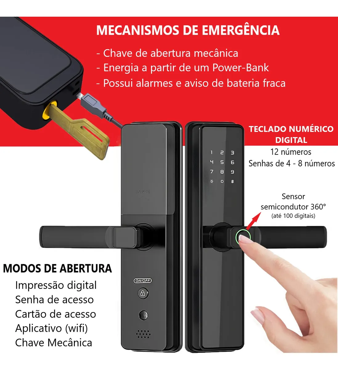 Fechadura Digital Biométrica Cartão Senha Tag Aite
