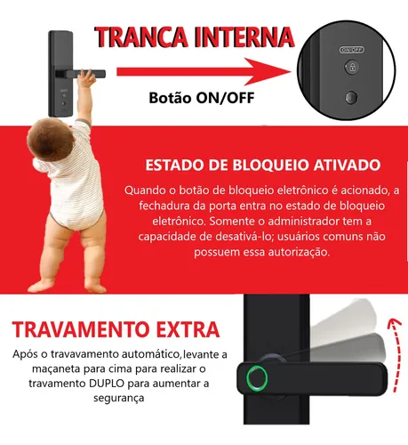 Fechadura Digital Biométrica Cartão Senha Tag Aite