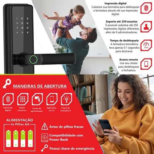 Fechadura Digital Biométrica Cartão Senha Tag Aite