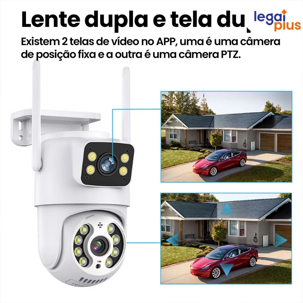 Câmera de Segurança Wi-Fi 360° com Lente Dupla ICSEE, IP66, Visão Noturna e Sensor de Movimento – 2 em 1 (Fixa + Giratória)