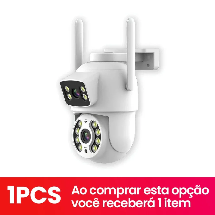 Câmera de Segurança Wi-Fi 360° com Lente Dupla ICSEE, IP66, Visão Noturna e Sensor de Movimento – 2 em 1 (Fixa + Giratória)