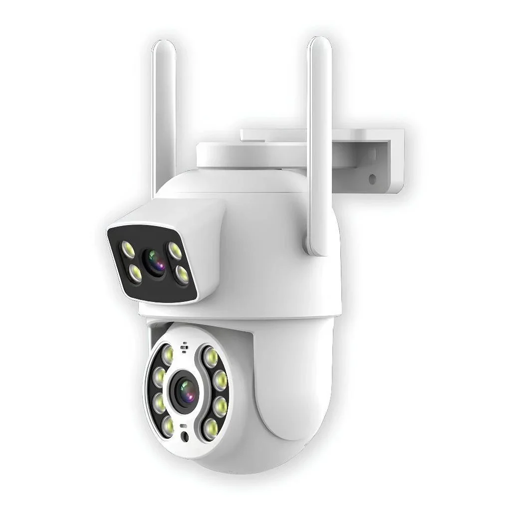 Câmera de Segurança Wi-Fi 360° com Lente Dupla ICSEE, IP66, Visão Noturna e Sensor de Movimento – 2 em 1 (Fixa + Giratória)