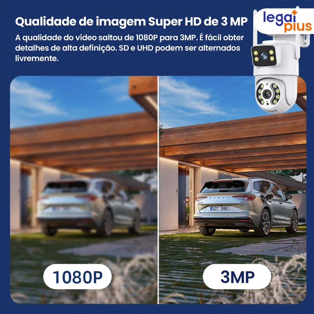 Câmera de Segurança Wi-Fi 360° com Lente Dupla ICSEE, IP66, Visão Noturna e Sensor de Movimento – 2 em 1 (Fixa + Giratória)
