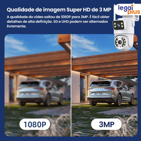 Câmera de Segurança Wi-Fi 360° com Lente Dupla ICSEE, IP66, Visão Noturna e Sensor de Movimento – 2 em 1 (Fixa + Giratória)